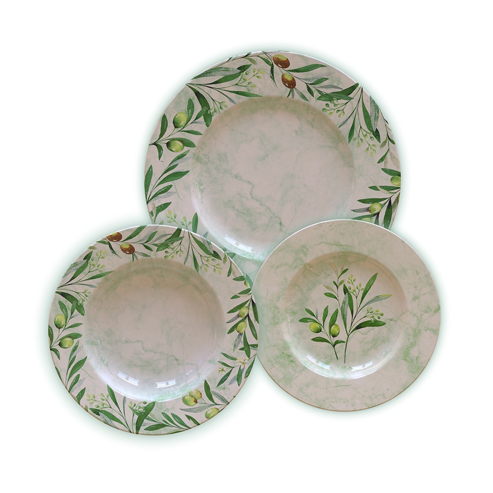 Aparelho de Jantar Tramontina Porcelana Decorada Oliva 12 Peças
