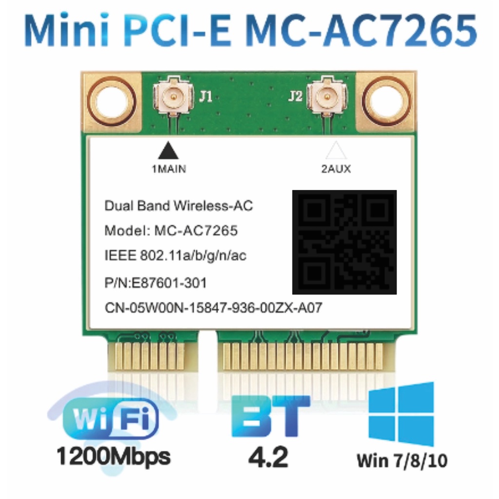 Placa Intel AC 7265 Wi-fi Wireless Dual Band 5ghz 2.4ghz Notebook Dell 3442 3443 3542 3543