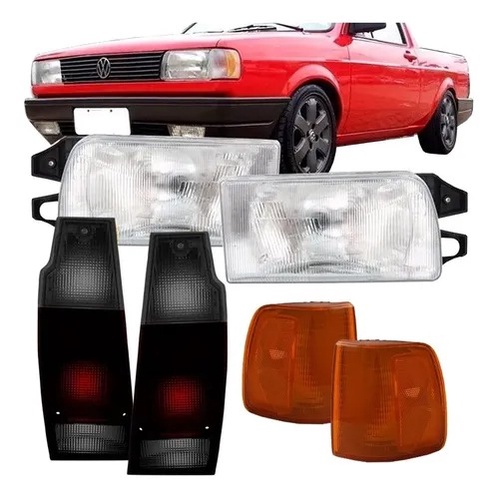 Kit Farol Lanterna e Pisca Saveiro Parati G1 1991 a 1997 Foco Simples Fumê