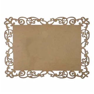 MOLDURA EM MDF RETANGULAR LISA ARABESCOS TAMANHO:30X21cm COD:PLM010