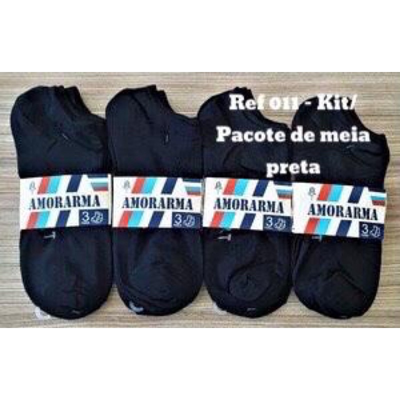 01 PAR de meia preta soquete masculina feminina unissex promoção — imagem 2 de 2