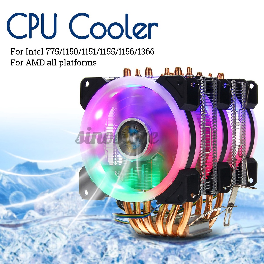 Cpu Cooler 6 Heatpipe 4 Pinos Rgb Ventilador Para Intel 775 / 1150 ...