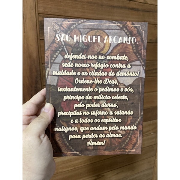 Oração de São Miguel Arcanjo 20cm / Para colocar na cabeceira da cama * Quaresma de São Miguel