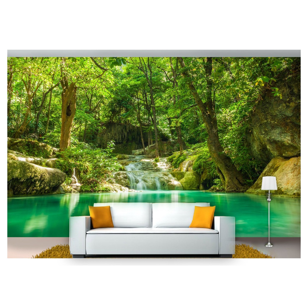 papel de parede Cachoeira Natureza Mata 3D 10m² NCH210
