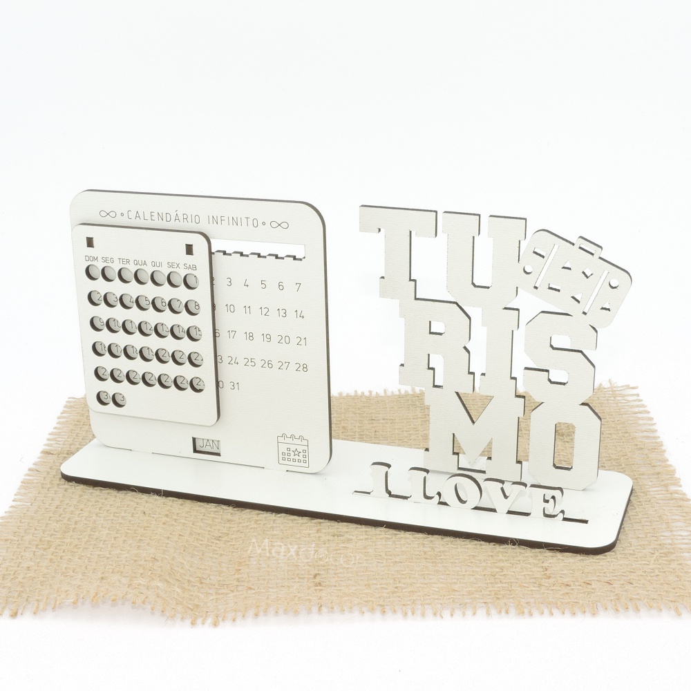 5 Calendário Infinito Personalizado Mdf Branco - Turismo