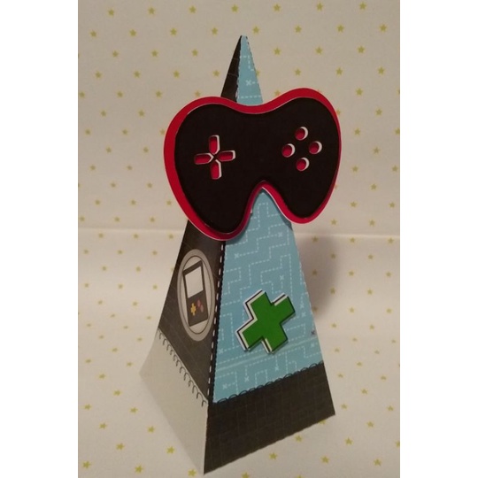 caixa cone vídeo game papelaria personalizada festa vídeo game 10 unidades