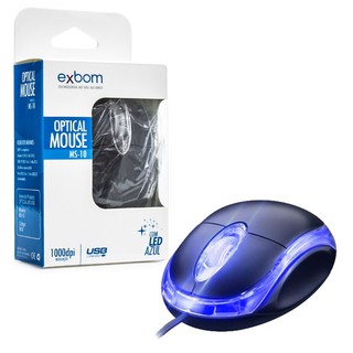 Mouse Óptico USB MS-10 1000 cpi LED Azul Mini office