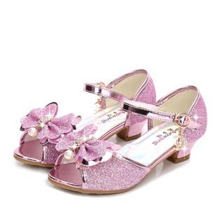 Sapatos De Princesa Meninas Congeladas Sandálias De Verão Para Crianças Piar Lantejoulas Coloridas Festa De Salto Alto em Oferta na Shopee