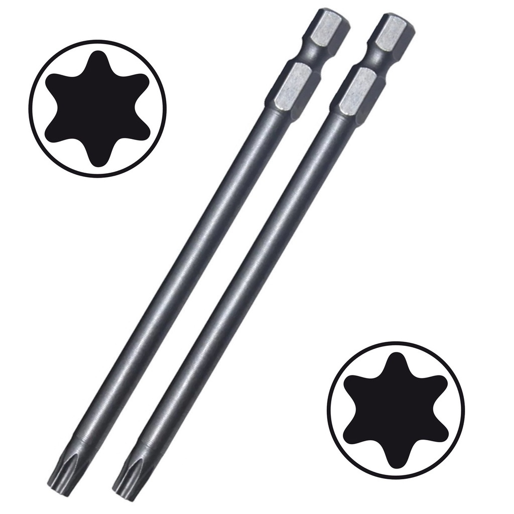Pontas Bits Torx T20 X 100mm T25 X 100mm Para Parafusadeiras