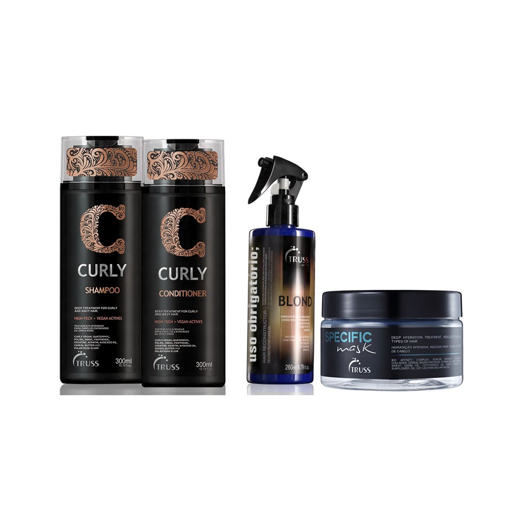 Truss Curly Shampoo e Condicionador e Máscara Specific e Uso Obrigatório Blond
