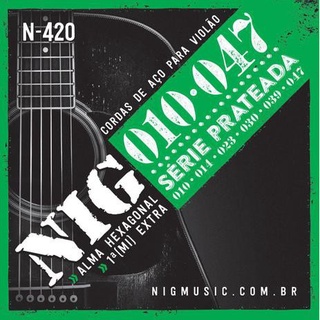 Encordoamento Violão Aço NIG 010 Prata + 1º Mi Extra N420