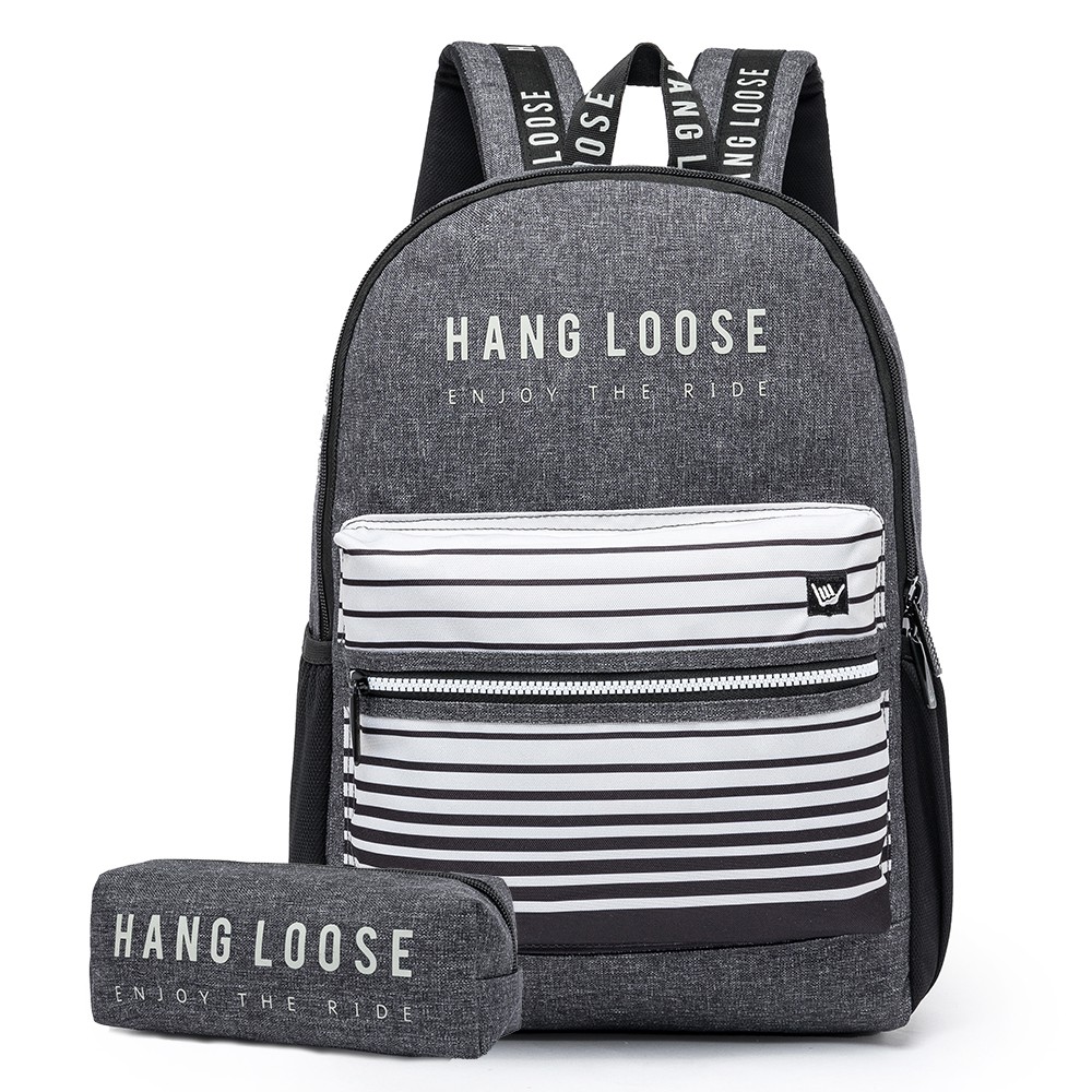 Mochila Escolar Hang Loose Webbing + Estojo Estudante Volta Às Aulas