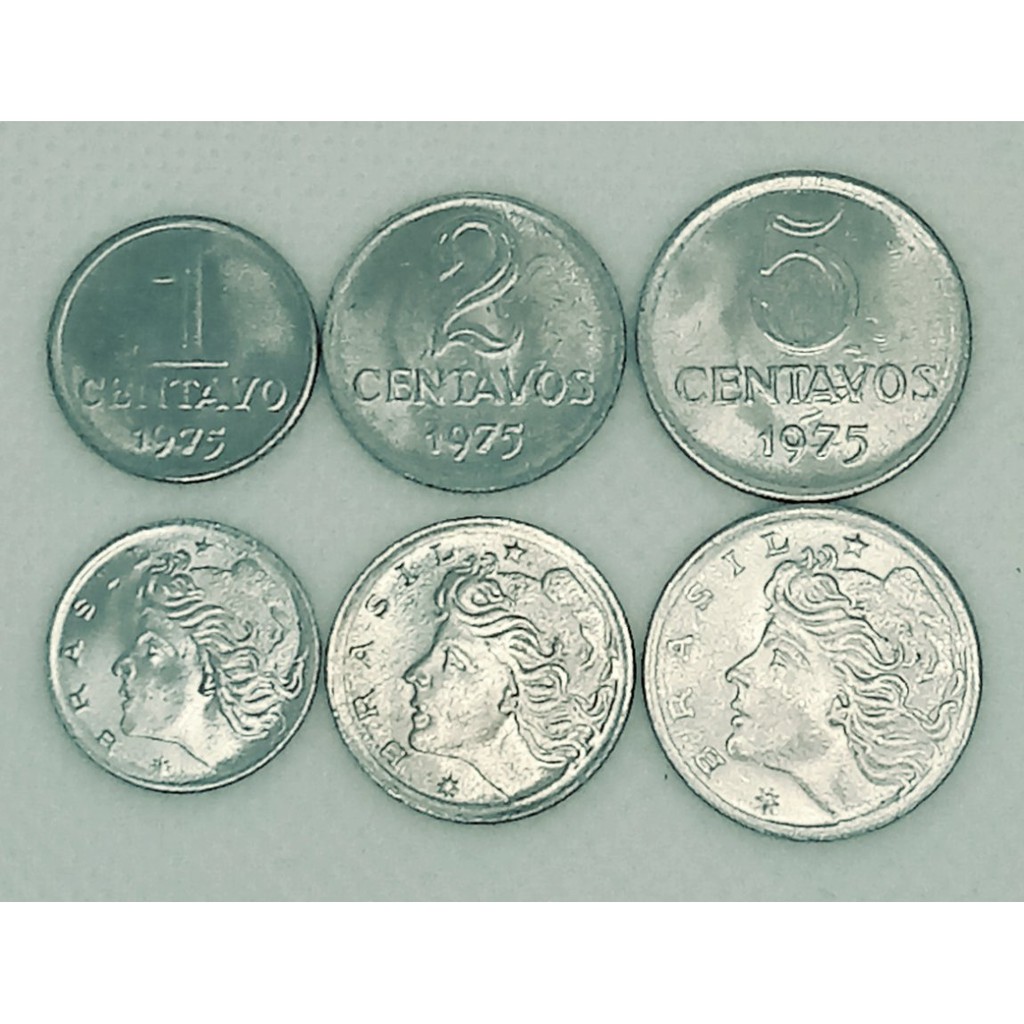 Set Completo 1, 2 E 5 Centavos 1975 - Flor De Cunho
