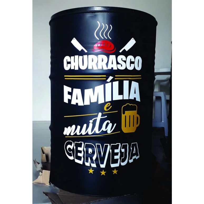 Adesivo Decorativo Tambor Churras Familia Cerveja  200LTS