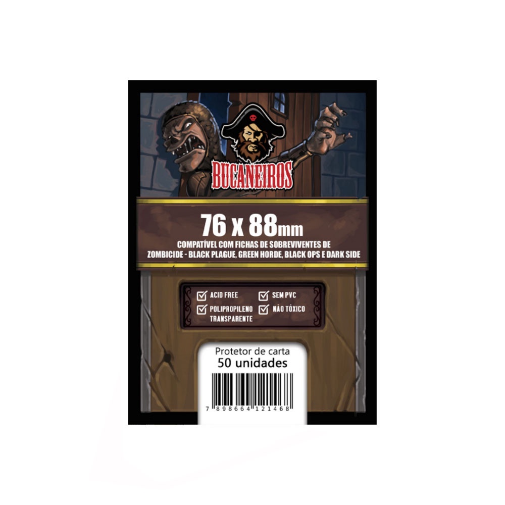Sleeves Customizados 76 x 88mm Bucaneiros 50 unidades (Ficha de