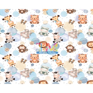 Tecido tricoline, microfibra ou gabardine estampado - Safari - Fundo Bolhas - Azul - 0.50CM em Oferta na Shopee