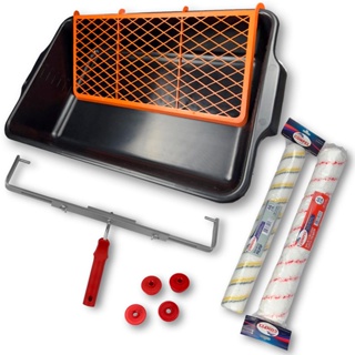 Kit para Pintura Compel para Parede com Bandeja + Suporte Duplo + Rolos para Pedreiros Pintores em Oferta na Shopee