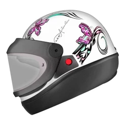 Capacete Fechado Ebf Automático Borboleta Branco E Rosa