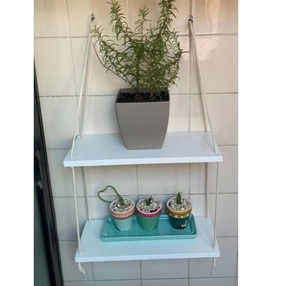Prateleira 2 Andares MDF Suspensa Suculentas Plantas Decorativa