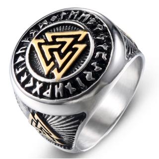 Moda Punk Mens Ouro E Prata Cor Viking Jóias De Aço Inoxidável Biker Ring