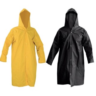 Capa De chuva impermeável preta/Amarela azul PVC plástico forrada com capuz proteção segurança em Oferta na Shopee
