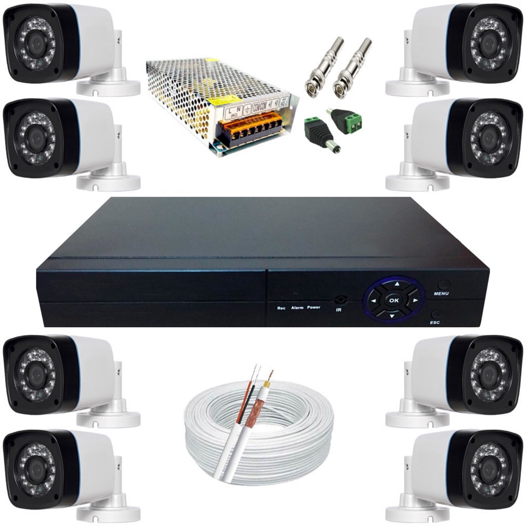 Kit Segurança Residencial 8 Câmeras Infravermelho HD Dvr 8 Canais 1080n