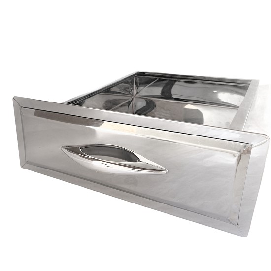 Gaveta para Churrasqueira em Aço Inox - Acabamento Fino com Moldura  - Dimensões 40 x 26 x 6 cm