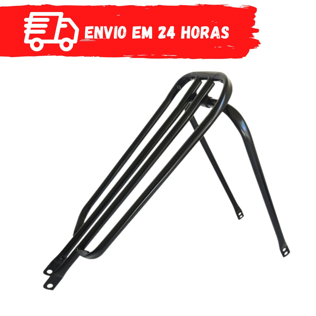 Bagageiro de bicicleta reto preto / Garupa BH / Garupeira Reta Preta Articulada