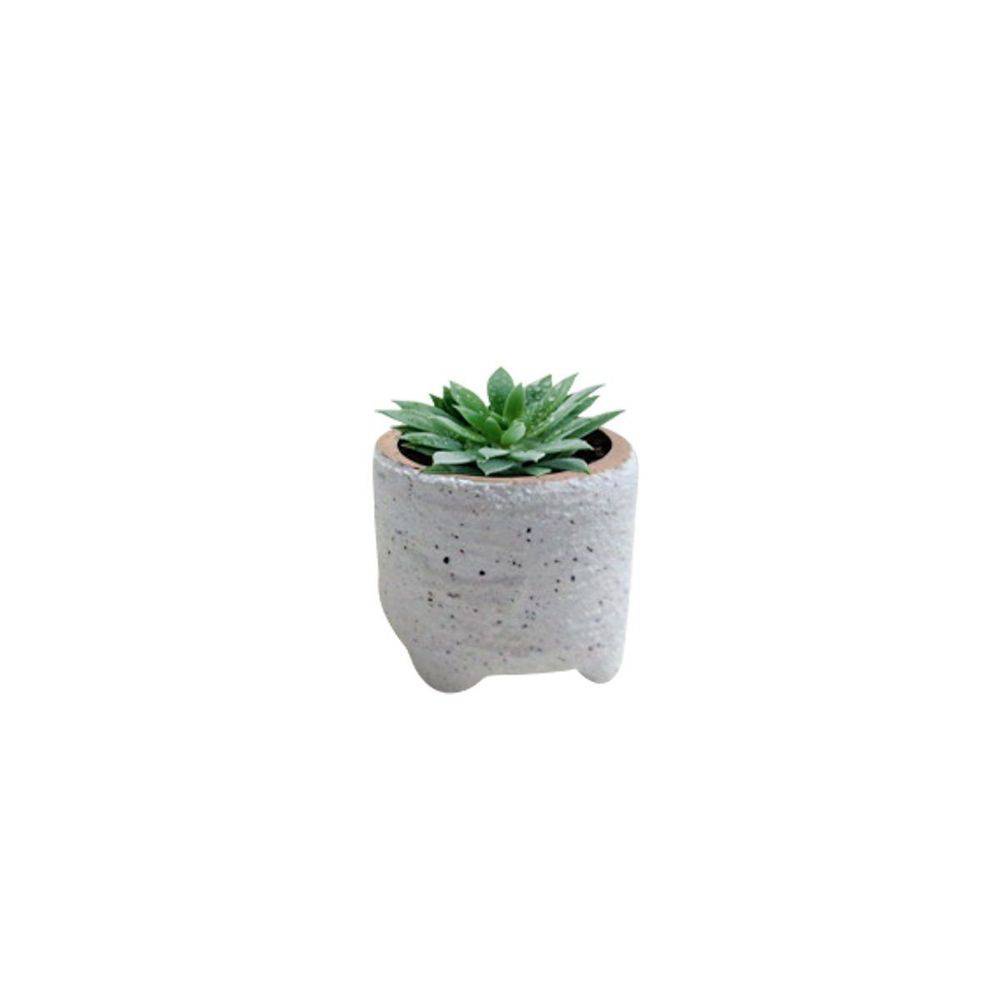 Mini Vasinho de Pezinho Vaso Decorativo Cerâmica Sand Boho Texture Rustico Branco Urban H41085