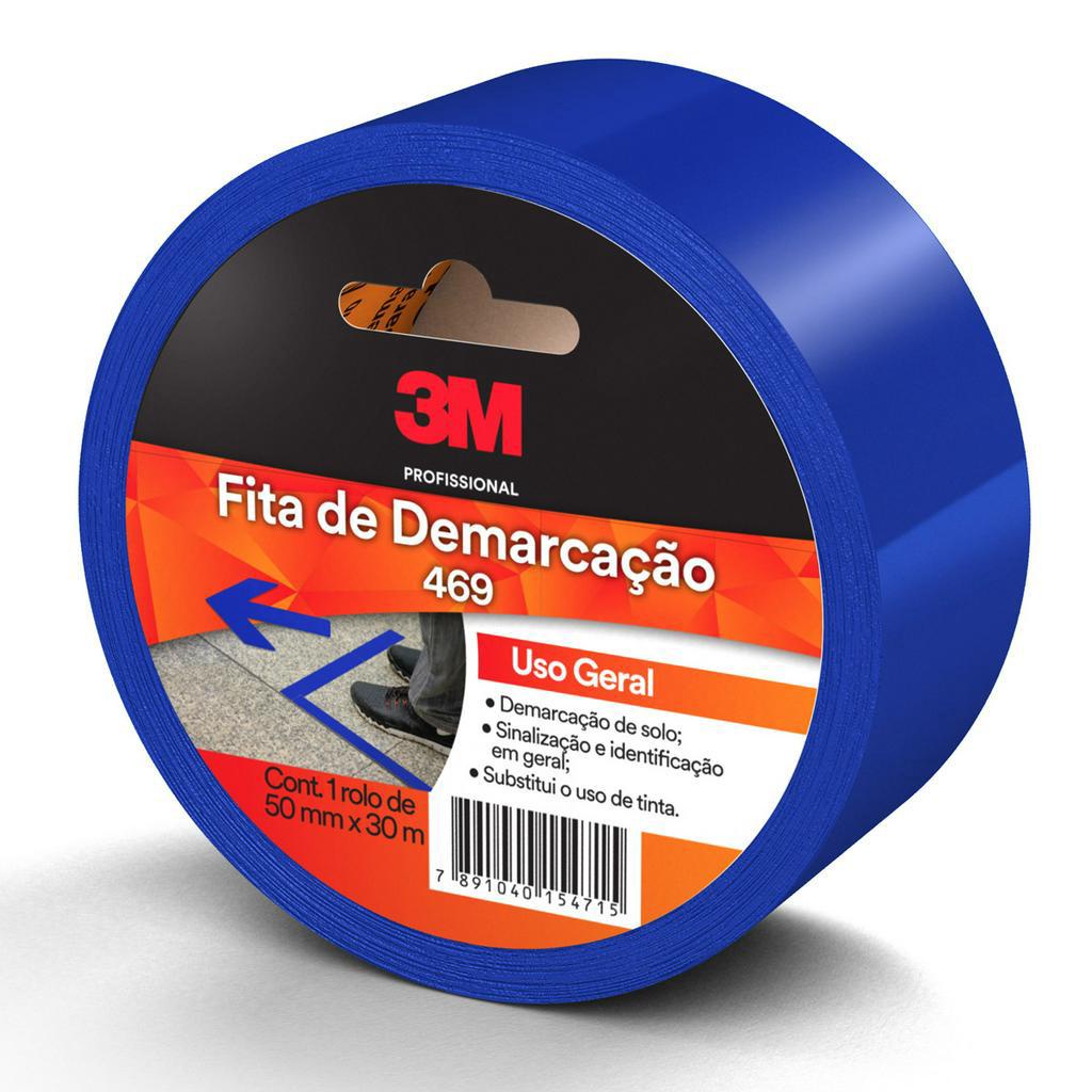 Fita de Demarcação 30 Metros x 50mm Azul 3M Uso Geral Sinalização de Solo - Home & Living