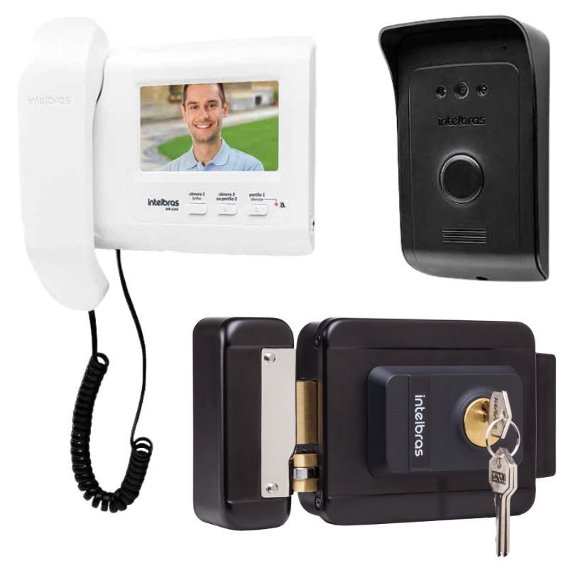 Kit 1 Vídeo Porteiro Interfone IVR 1010 + 1 Fechadura FX1500 INTELBRAS IVR1010 FX 1500