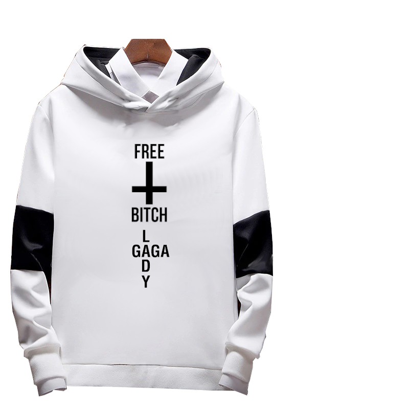 Blusa Casaco de Moletom P&B Manga Bicolor Lady Gaga 1 A507