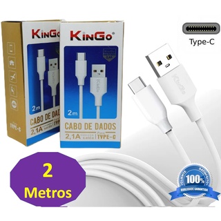 Cabo de Carregador Kingo Tipo-C 2 metros Original branco