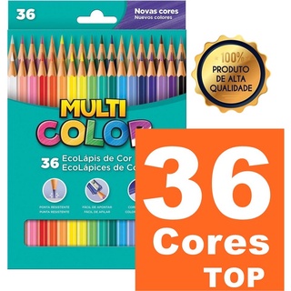 Lápis Ecolápis de Cor Multicolor Original 36 Cores Material Escolar Pintura Volta às Aulas Promoção