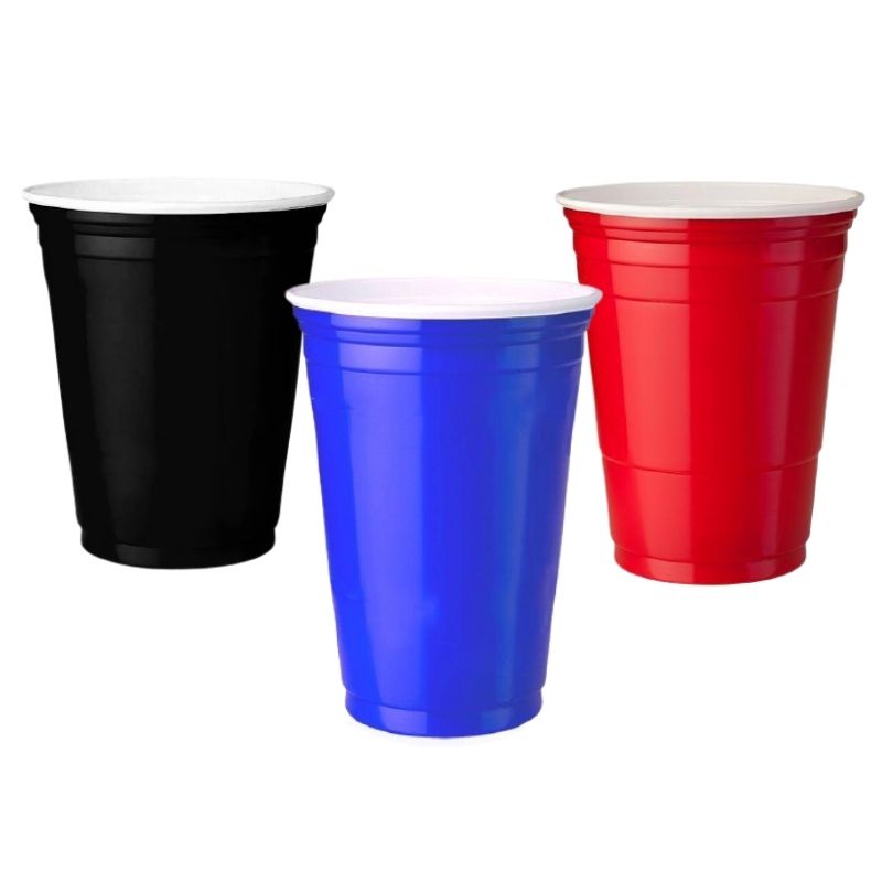 Copo Americano Biodegradável 400ml c/25 Azul Vermelho ou Preto Beer Pong Festa Americana Trik Trik Red Cup TrikTrik. em Oferta na Shopee