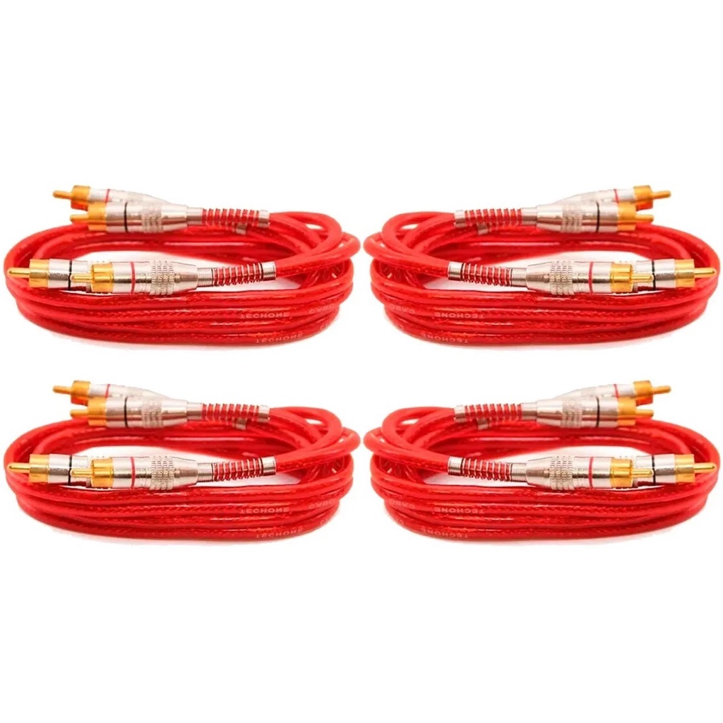 Kit 4 Cabos Rca 1 Metro Tech One Blindado Vermelho em Oferta na Shopee