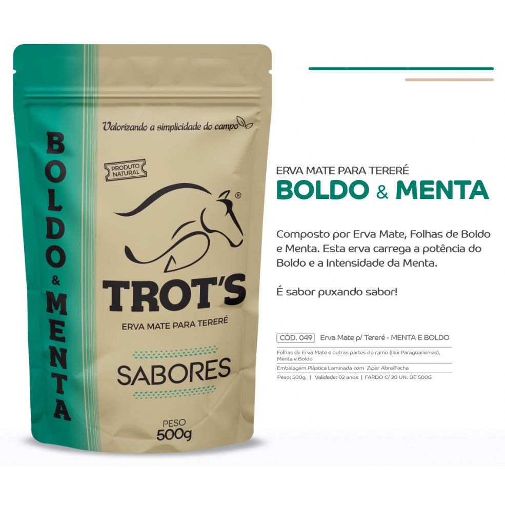 ERVA MATE TERERE TROTS PREMIUM SABORES BOLDO E MENTA 500G