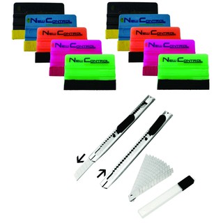 Kit Insulfilm Envelopamento Profissional 10 Espatulas de Feltro, 10 Laminas, 2 Estilete