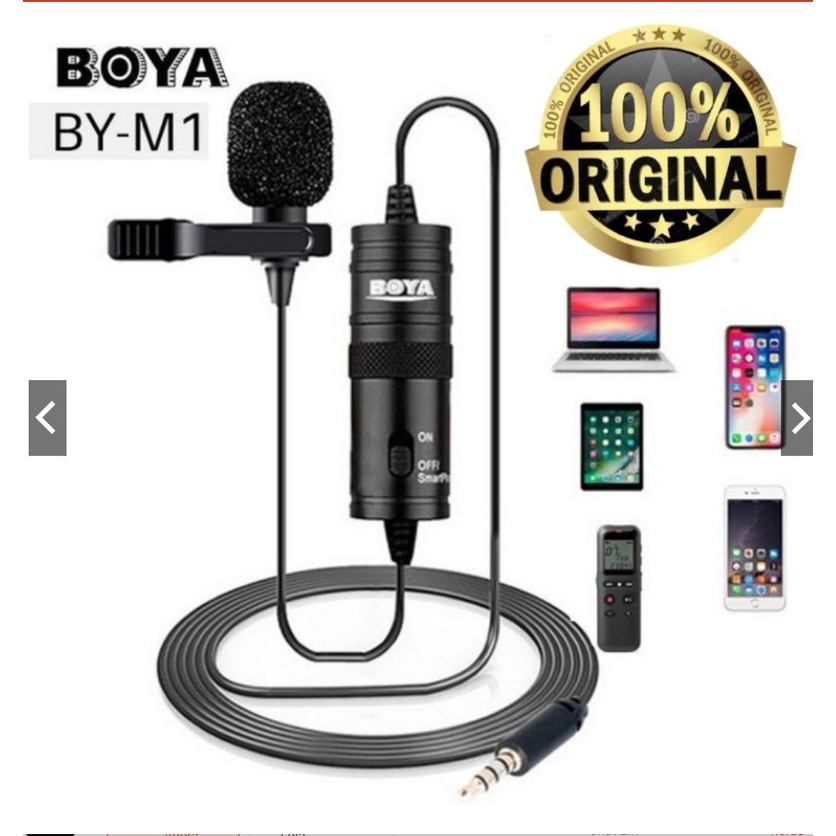 Microfone Profissional Lapela Original, Boya - Jornalismo, Youtuber, Live, Gravação e Celular