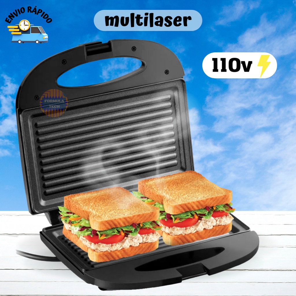 Sanduicheira Misteira e Grill Eletrica Preta 110v CE043 Multilaser Chapa Antiaderente 750w em Oferta na Shopee