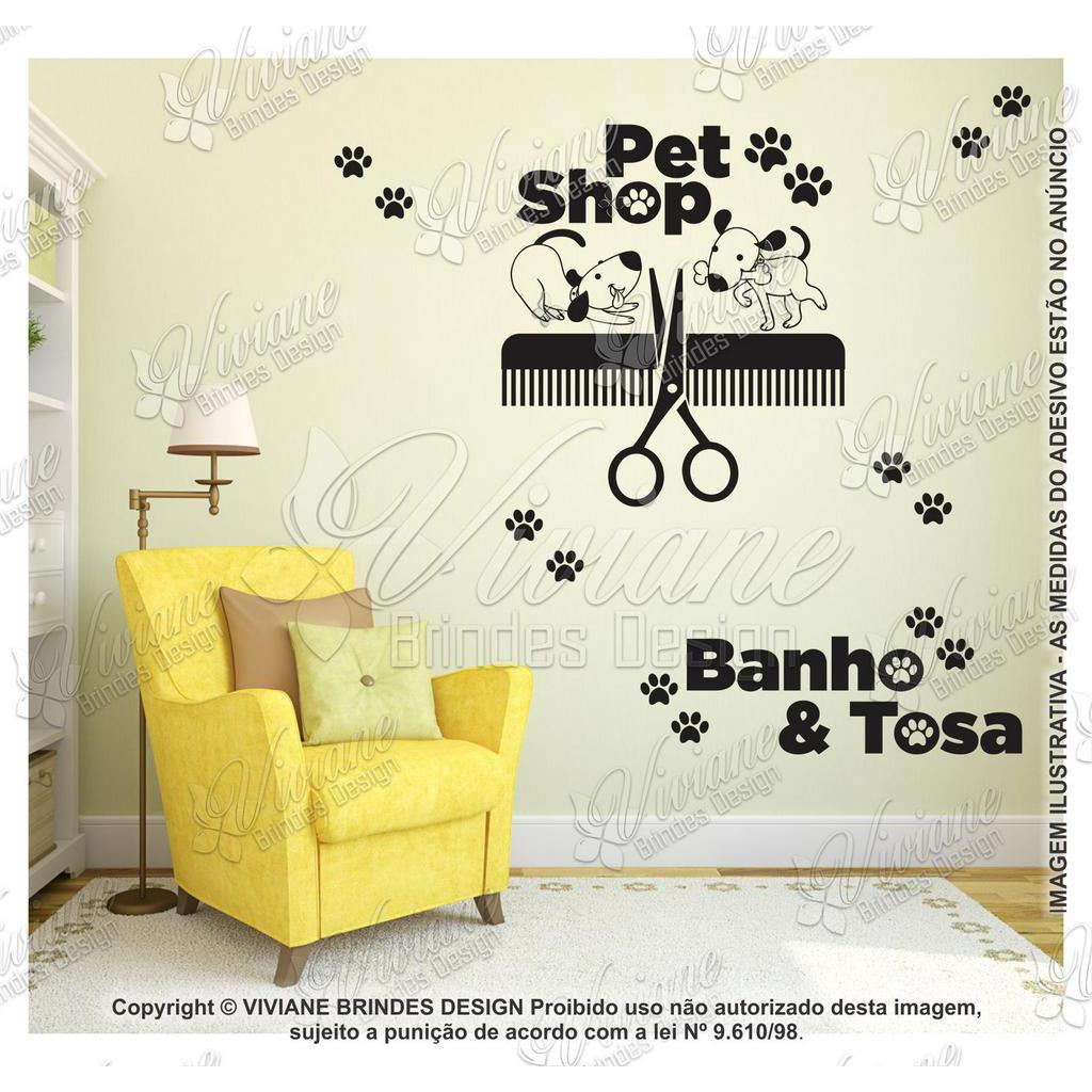 Adesivo Pet Shop Patas Cachorro Pente Tesoura Banho E Tosa M18 | Shopee ...