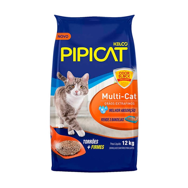 Areia Sanitária Kelco Pipicat Multi-Cat - 12kg - Pets