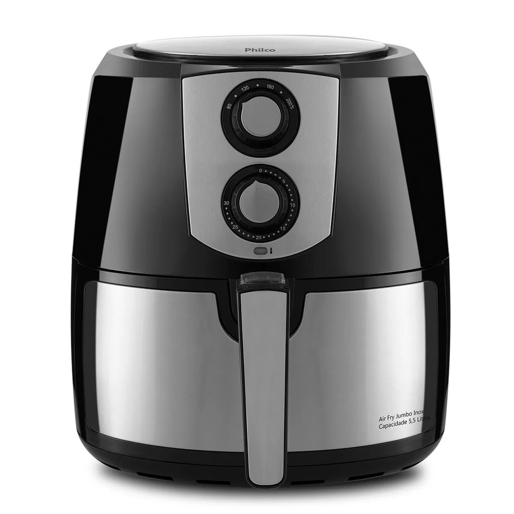 Fritadeira Air Fryer Philco Jumbo Inox PFR06PI 5,5L Preta/Inox - 110V - Home Appliances