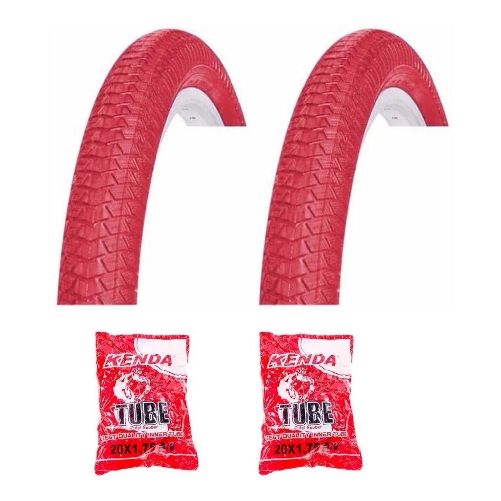 Par Pneus Colorido Aro 20 X 1.95 Bicicleta Bmx Cross Freestyle + 2 Camaras