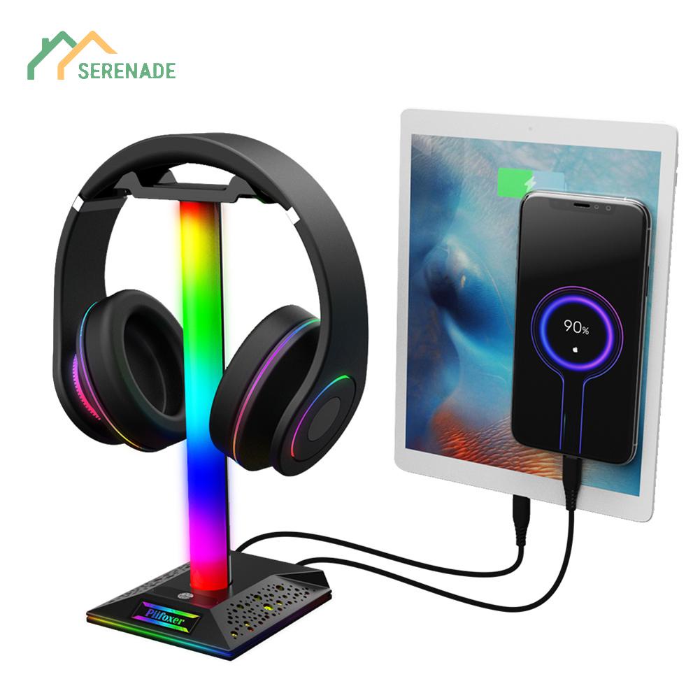 Suporte RGB De Fone De Ouvido Com Porta USB Duplo Touch Control Para Mesa/Jogos/Headset