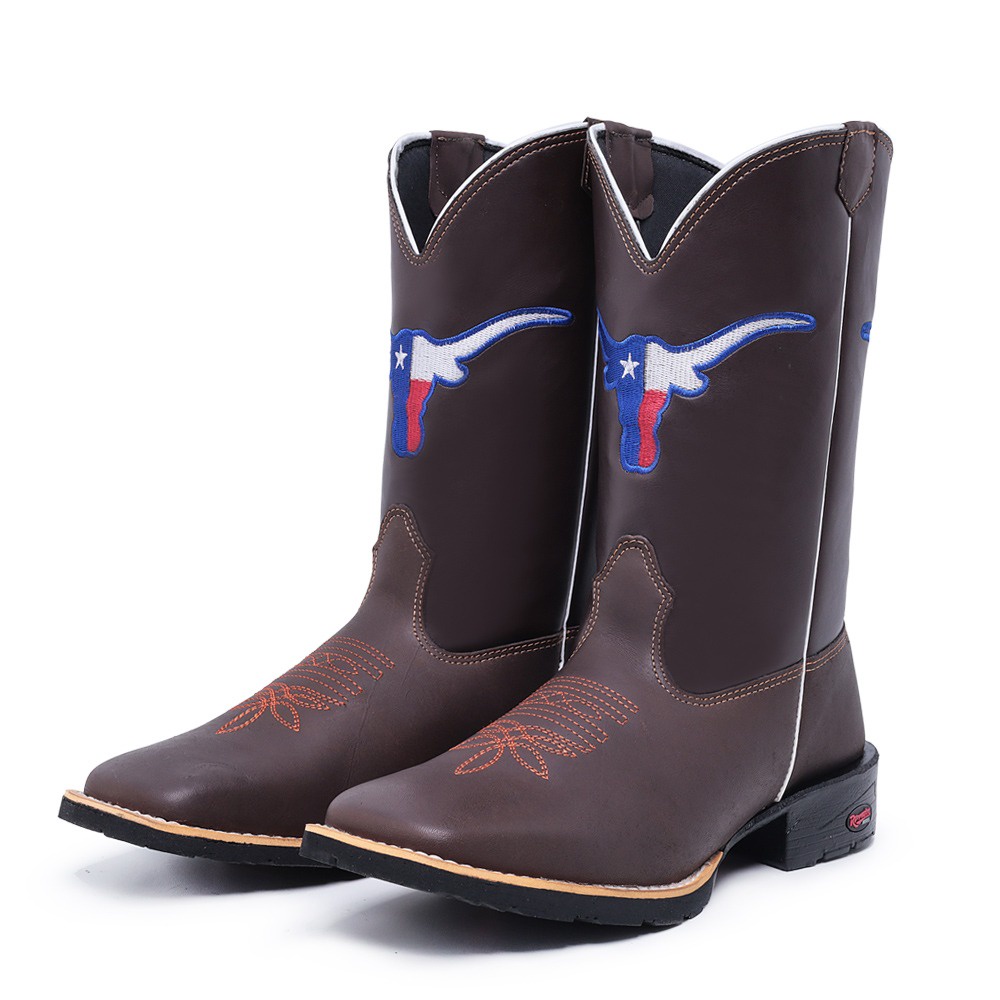 Bota Country Cano Longo Texana Masculina Rodeios Em Couro Ramon Botas ...