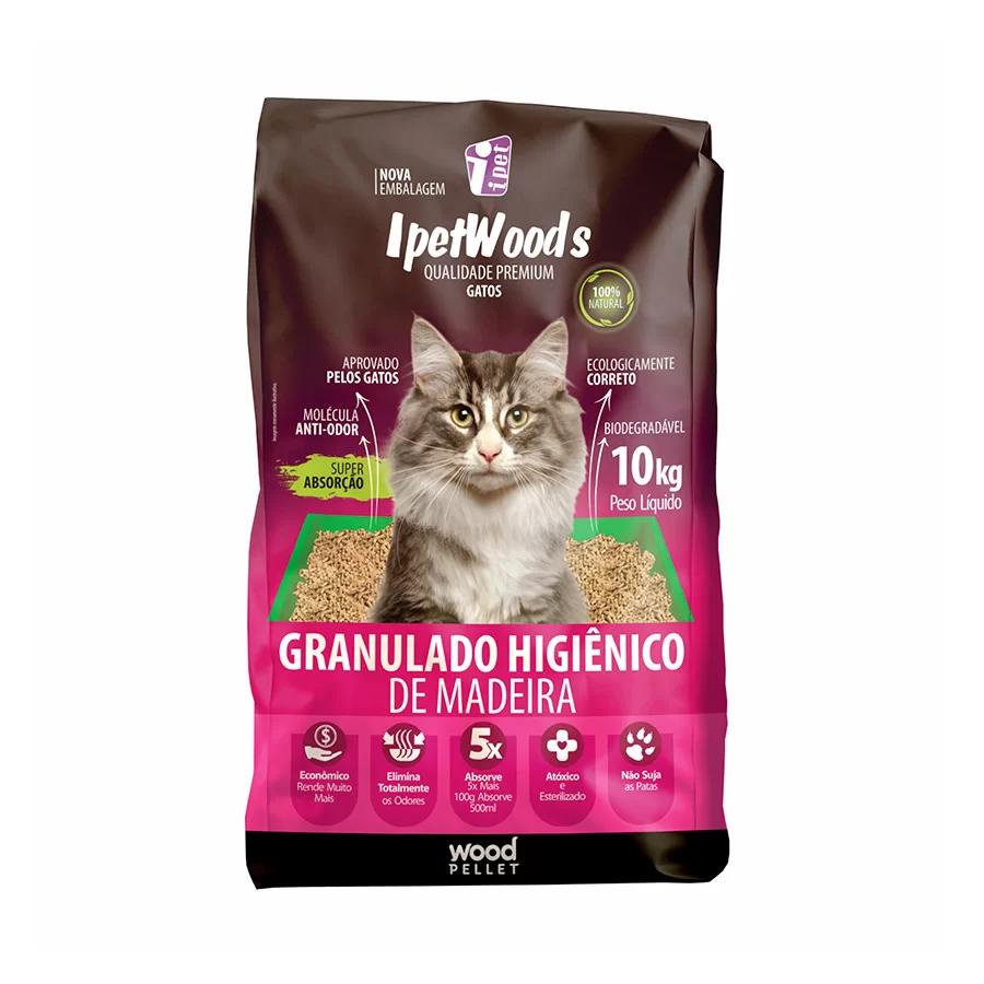 Granulado Higiênico de Madeira para Gatos Ipet Woods 20KG - Pets