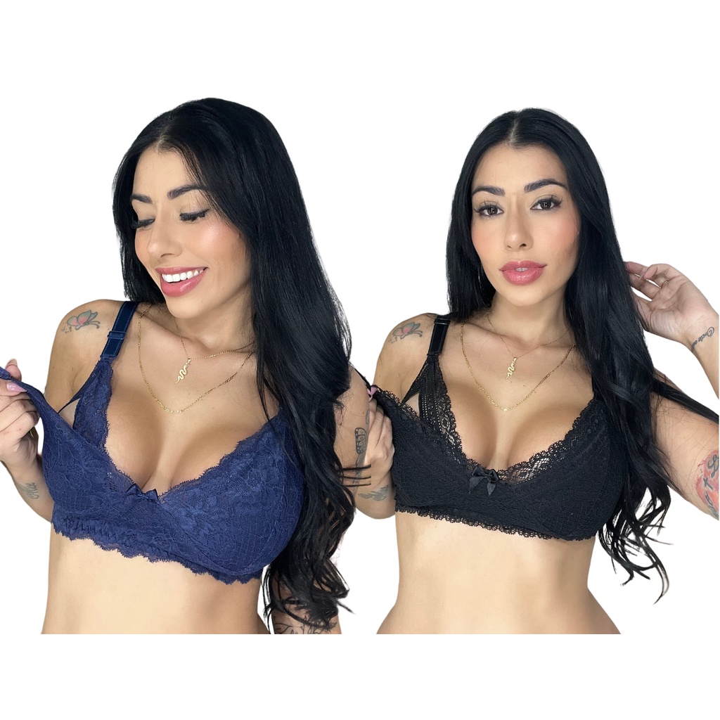Kit 2 Sutiã Lingerie Amamentação Todo Renda Reforçado Gestante Pós Parto em Oferta na Shopee