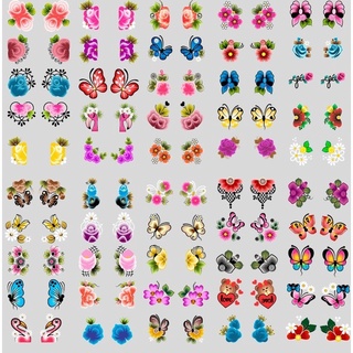 Kit 360 adesivos para unhas 3D películas artesanais pequenas desenhos variados