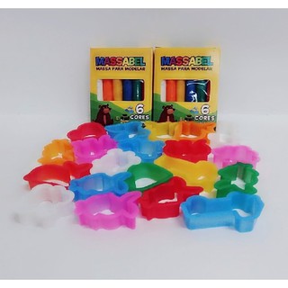 Kit 02 Massinha De Modelar + 20 Forminha Cortador Molde - Top